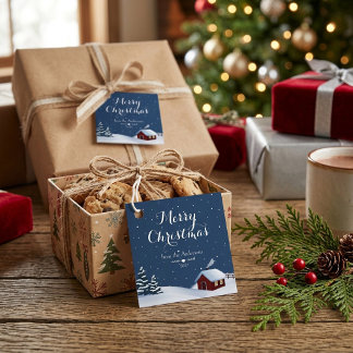 Cozy Winter Cabin Merry Christmas  Favor Tags