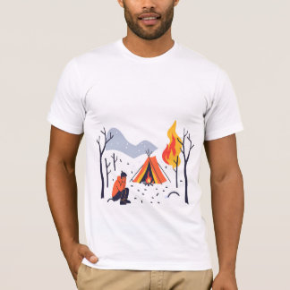 Cozy Winter Campfire T-Shirt Outdoor Camping Vibes