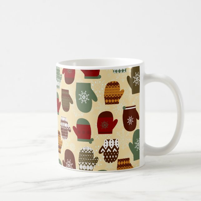 Cozy Winter Christmas Holiday Mittens Coffee Mug (Right)