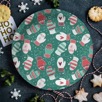 Cozy Winter Christmas Mittens Pattern in Green