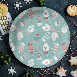 Cozy Winter Christmas Mittens Pattern in Mint