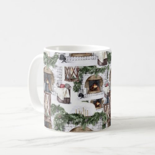 Cozy Winter Christmas Watercolor Pattern Coffee Mug
