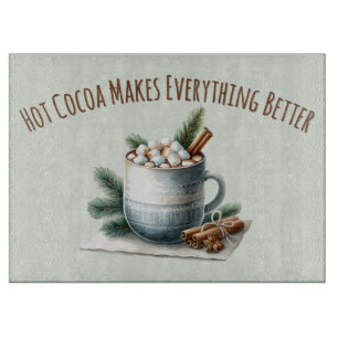 Cozy Winter Cocoa Marshmallow Mug Scene Cutting Board