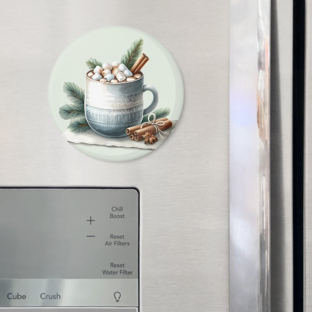 Cozy Winter Cocoa Marshmallow Mug Scene Magnet (In Situ (Fridge))