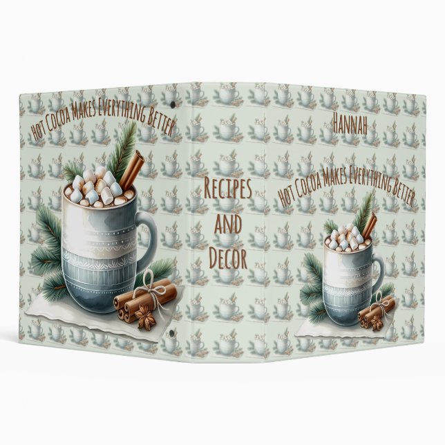 Cozy Winter Cocoa Marshmallow Scene 3 Ring Binder (Background)
