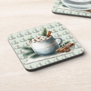 Cozy Winter Cocoa Marshmallow Scene Beverage Coaster
