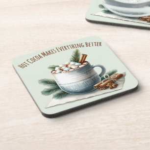 Cozy Winter Cocoa Marshmallow Scene Beverage Coaster