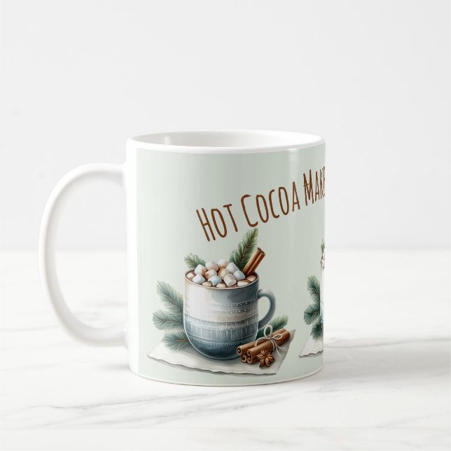 Cozy Winter Cocoa Marshmallow Scene Coffee Mug (Left)