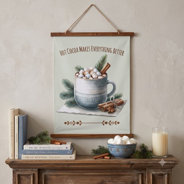 Cozy Winter Cocoa Marshmallow Scene Hanging Tapestry (Cozy Winter Cocoa Marshmallow Scene Hanging Tapestry)