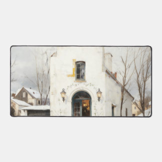 Cozy Winter Cottage Desk Mat