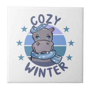 Cozy Winter Cute Animal Ceramic Tile