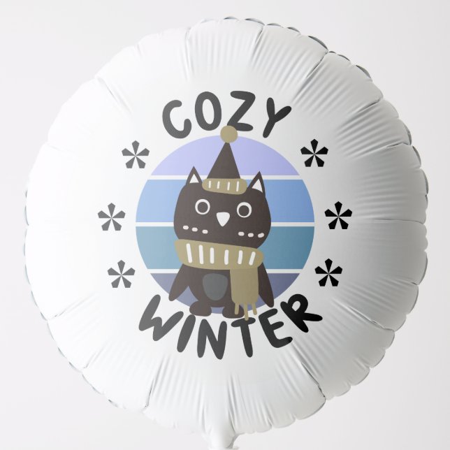 Cozy Winter, Cute Owl Balloon (Front)