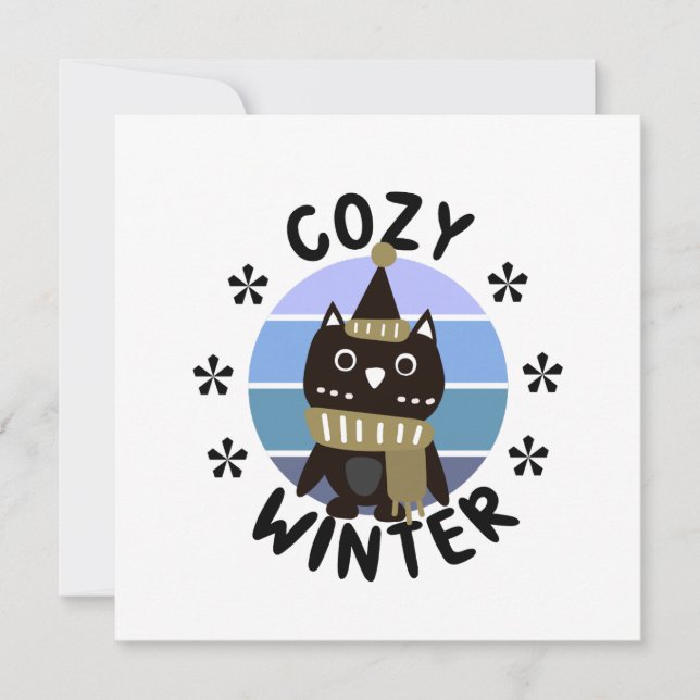 Cozy Winter, Cute Owl Card (Front)