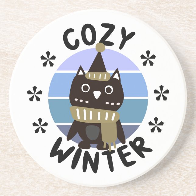 Cozy Winter, Cute Owl Coaster (Front)