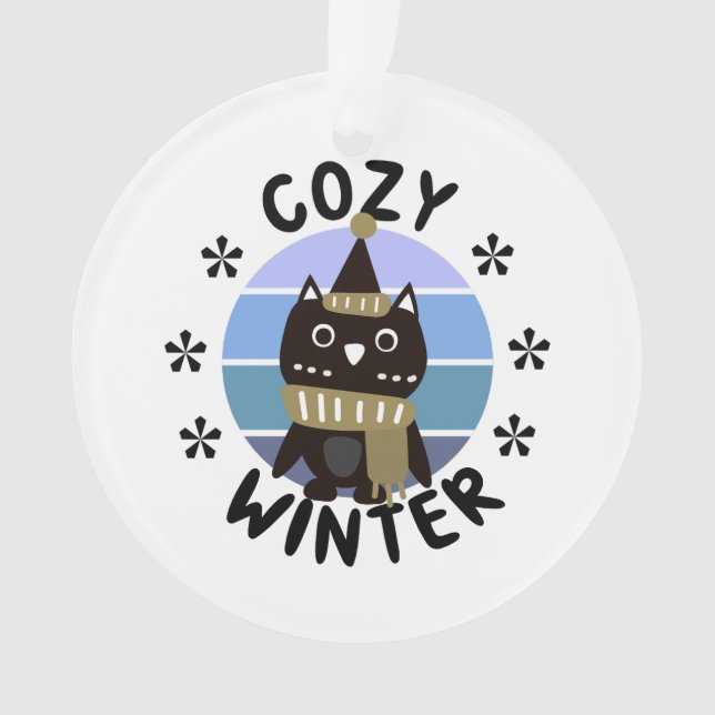 Cozy Winter, Cute Owl Ornament (Front)
