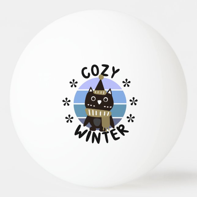 Cozy Winter, Cute Owl Ping Pong Ball (Front)