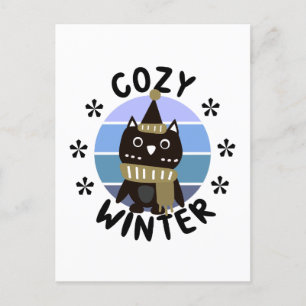 Cozy Winter, Cute Owl Postcard