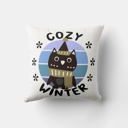 Cozy Winter Cute Owl Throw Pillow