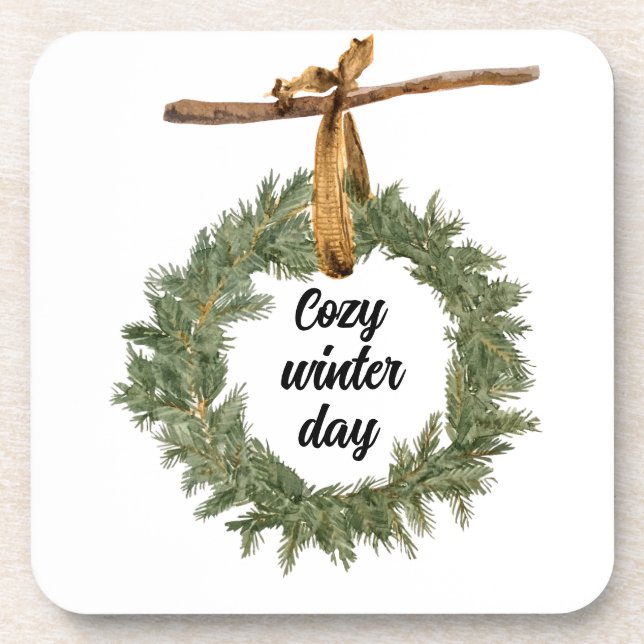 Cozy Winter Day Beverage Coaster (Front)