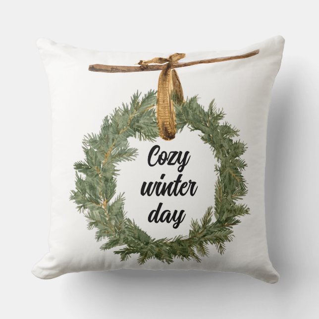 Cozy Winter Day Throw Pillow (Front)