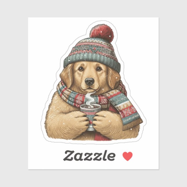 Cozy Winter Dog Cocoa Sticker (Sheet)