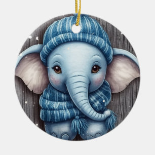 Cozy Winter Elephant Ornament