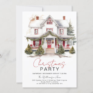 Cozy Winter Farmhouse Home Christmas Party  Invitation