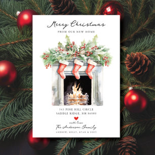 Cozy Winter Fireplace Moving Announcement