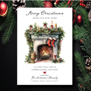 Cozy Winter Fireplace Moving Announcement