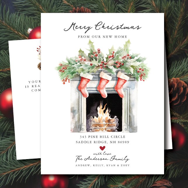 Cozy Winter Fireplace Moving  Announcement Postcard (Creator Uploaded)