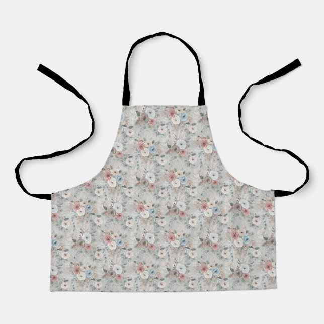 Cozy Winter Floral Pattern Apron (Front)