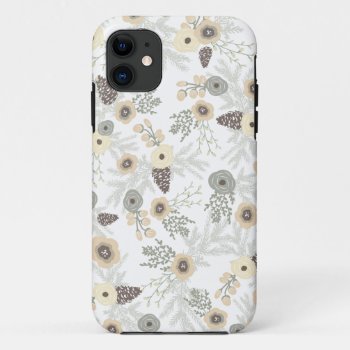 Cozy Winter Floral Pattern Iphone 11 Case by thespottedowl at Zazzle