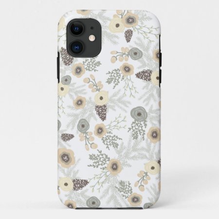Cozy Winter Floral Pattern Iphone 11 Case