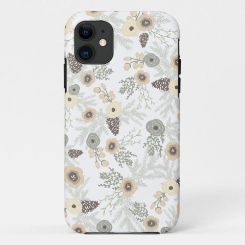 Cozy Winter Floral Pattern iPhone 11 Case