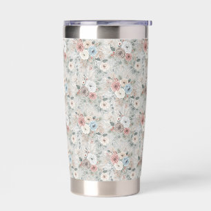 Cozy Winter Floral Pattern Insulated Tumbler