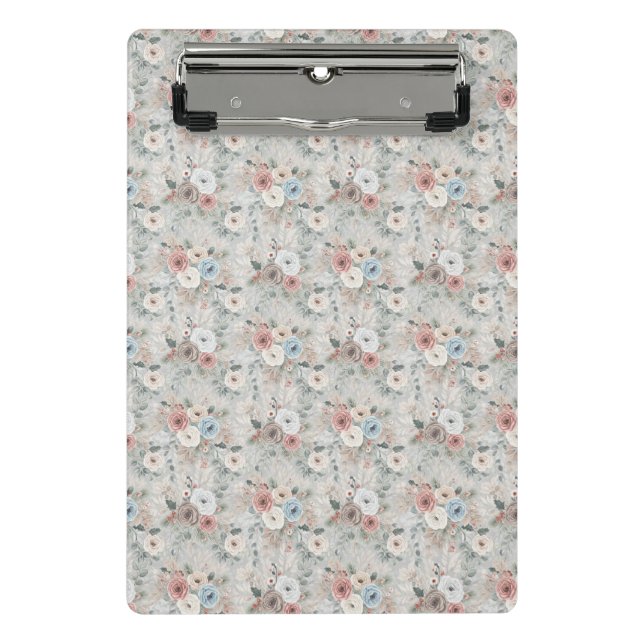 Cozy Winter Floral Pattern Mini Clipboard (Front)