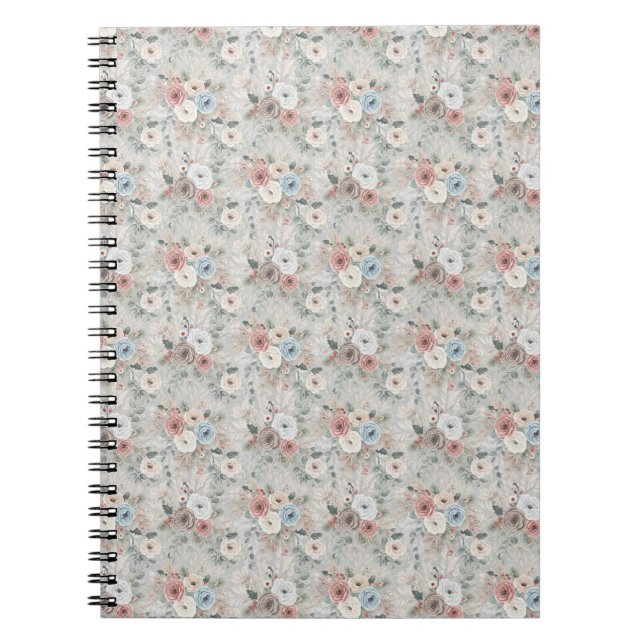 Cozy Winter Floral Pattern Notebook (Front)