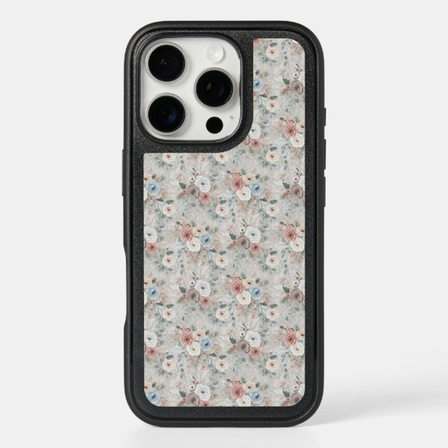 Cozy Winter Floral Pattern Otterbox iPhone Case (Back)