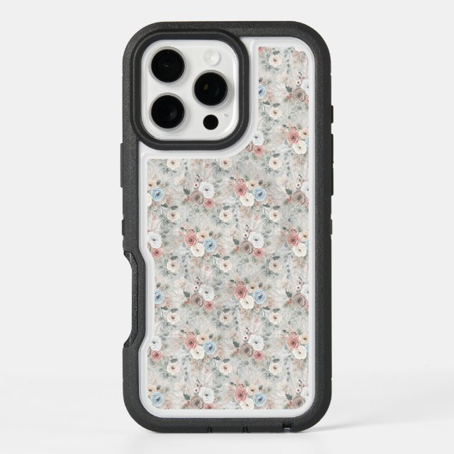 Cozy Winter Floral Pattern Otterbox iPhone Case (Back)