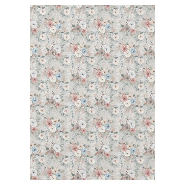 Cozy Winter Floral Pattern Tablecloth (Front)