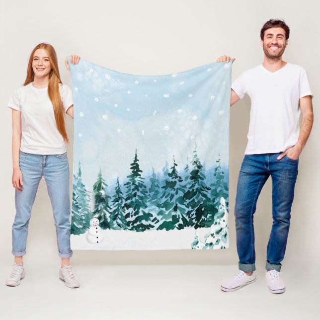 Cozy Winter Forest Fleece Blanket (In Situ)