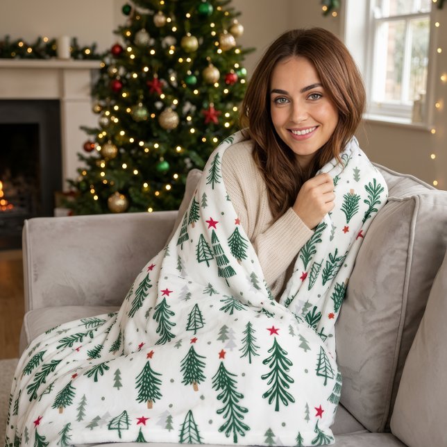 Cozy Winter Forest Pattern Holiday Fleece Blanke Blanket (Creator Uploaded)