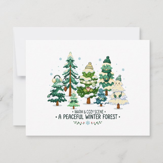 Cozy Winter Forest Trees Note Card (Front)