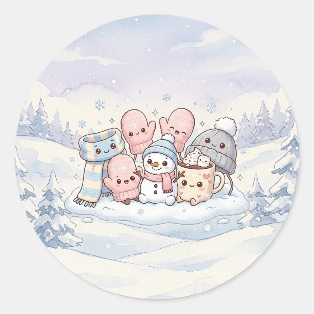 Cozy Winter Friends Sticker (Front)