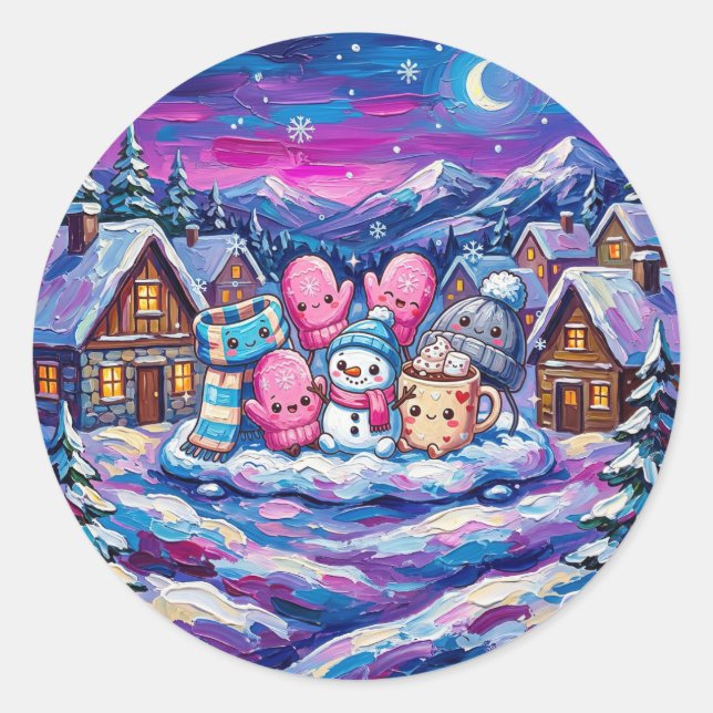 Cozy Winter Friends Sticker (Front)