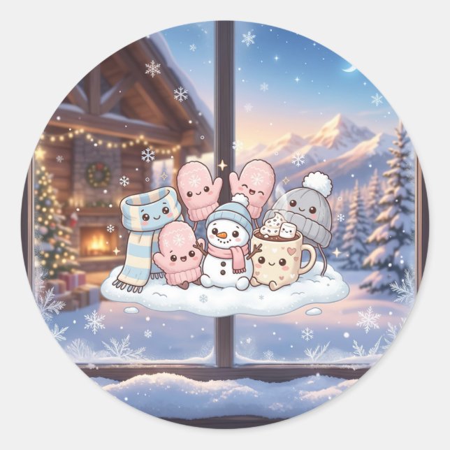 Cozy Winter Friends Sticker (Front)