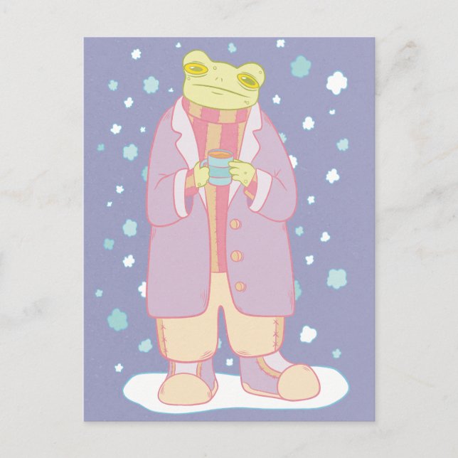 Cozy Winter Frog Postcard (Front)