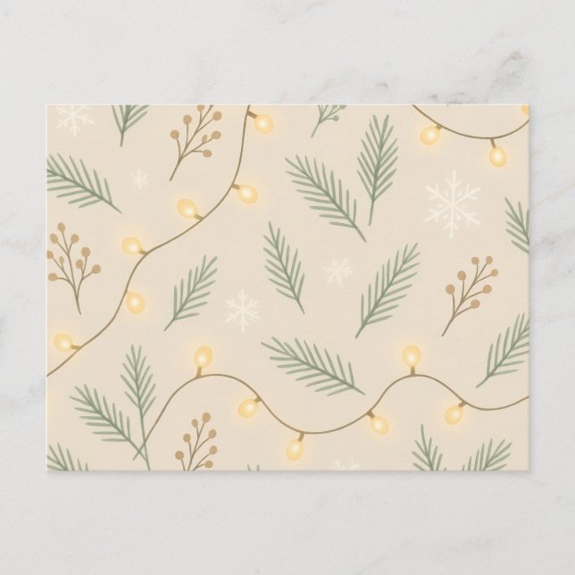 Cozy Winter Glow - Minimalist Holiday Pattern Postcard (Front)