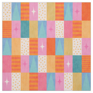 Cozy Winter Holiday Geometric Patchwork. Fabric