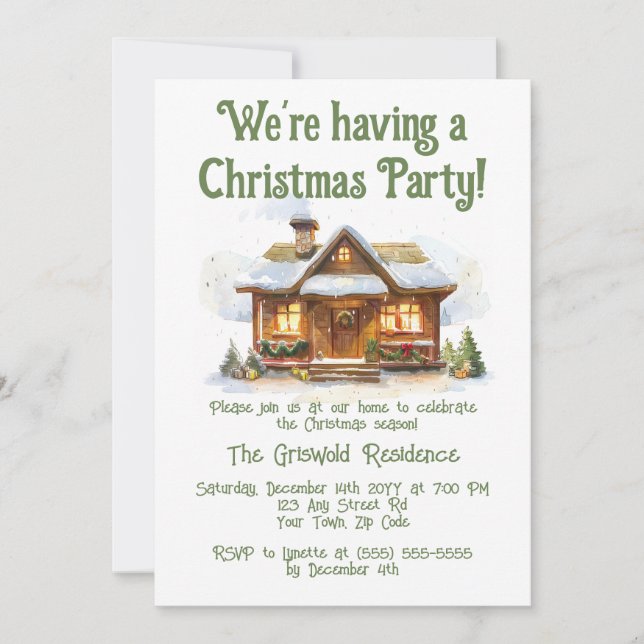 Cozy Winter Home Christmas Invitation (Front)